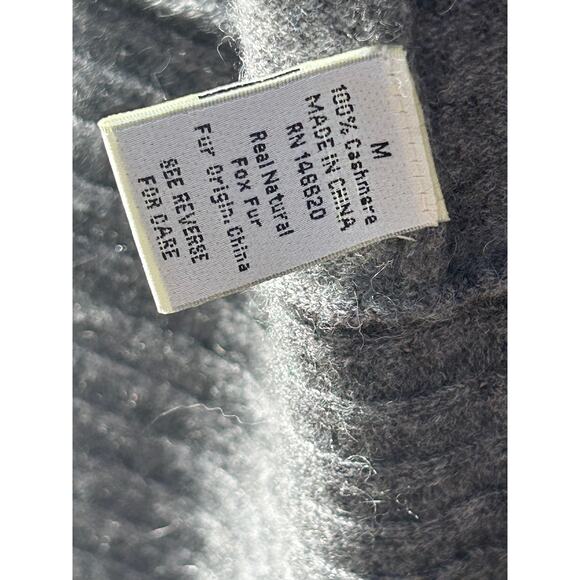 Neiman Marcus Cashmere Gray Cardigan Fox fur women's size Medium NWT - Picture 10 of 11